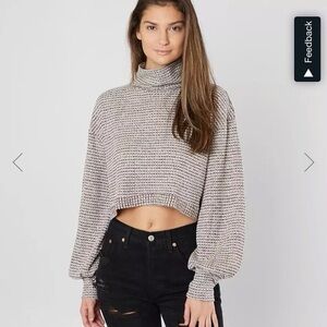 Free People Waffle-Knit Cropped Turtleneck size medium